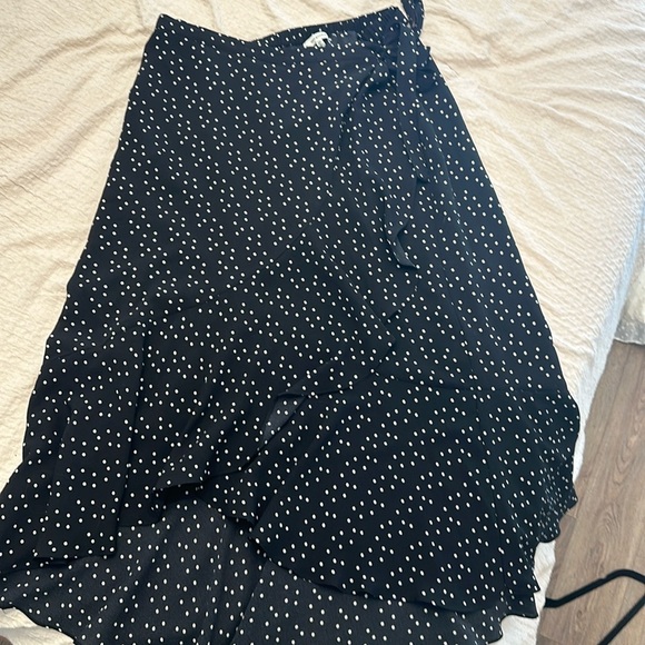 Polkadot faux wrap ruffle midi skirt - Picture 1 of 4